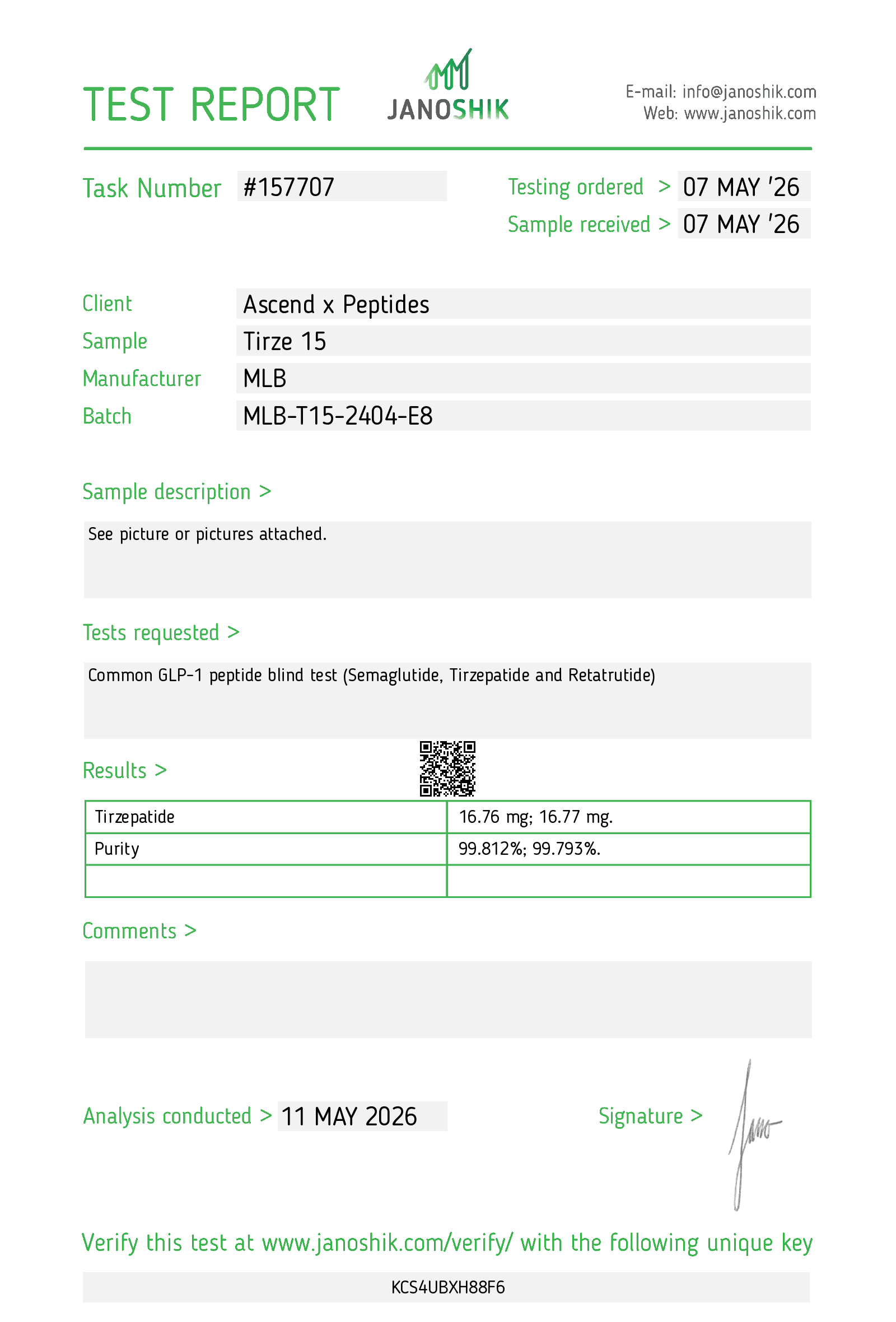 Tirzepatide 15MG COA