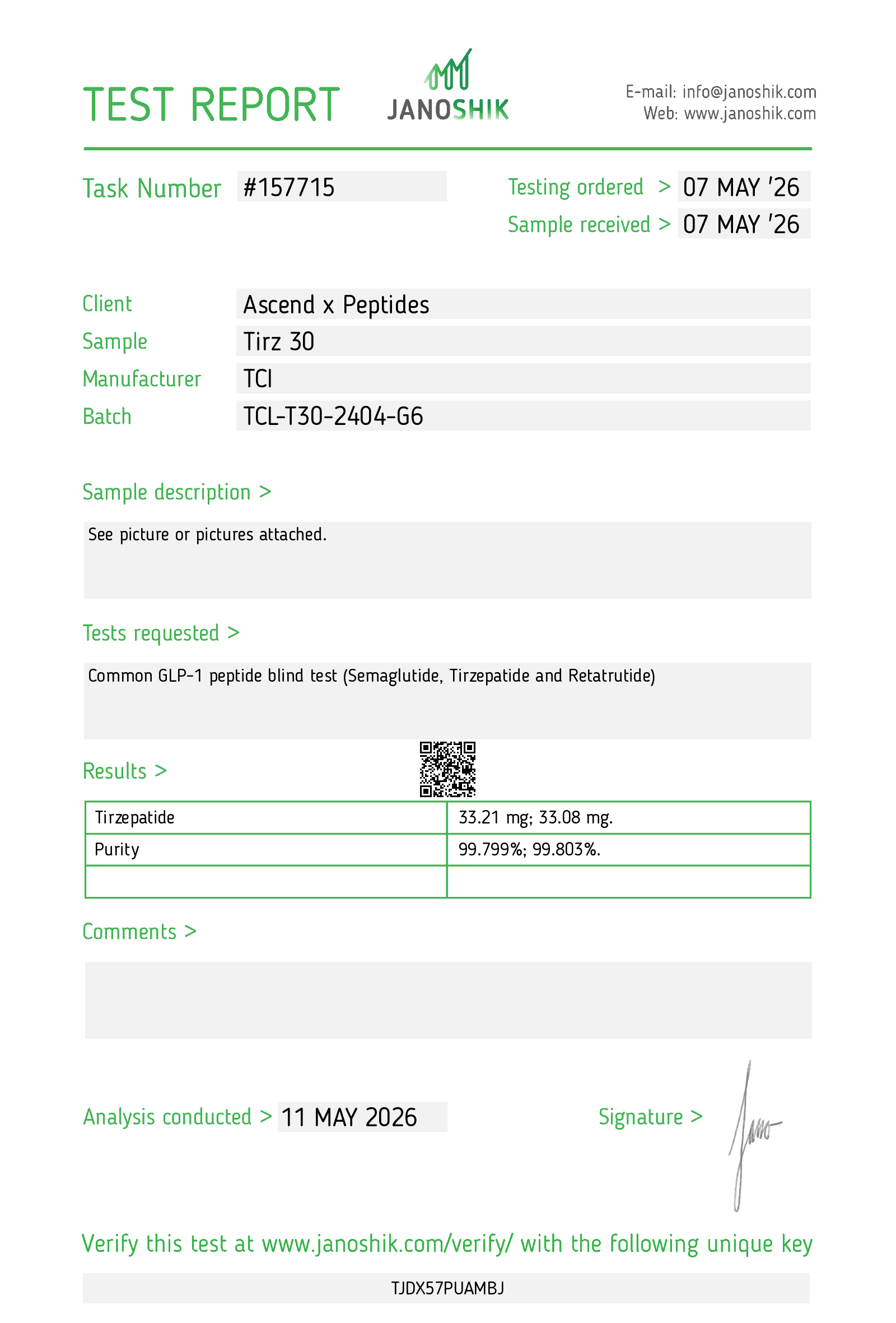 Tirzepatide 30MG COA